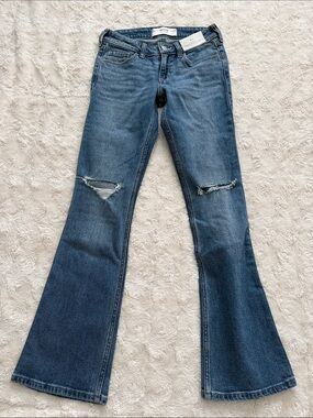 Hollister Medium Blue Distressed Flare Jeans